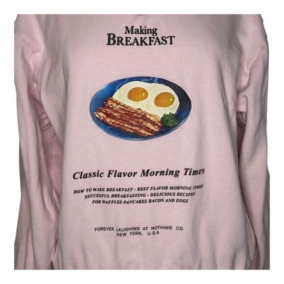 Flan Labs Eggs and Bacon Pink  Crewneck Sweatshirt  XL - Picture 4 of 8